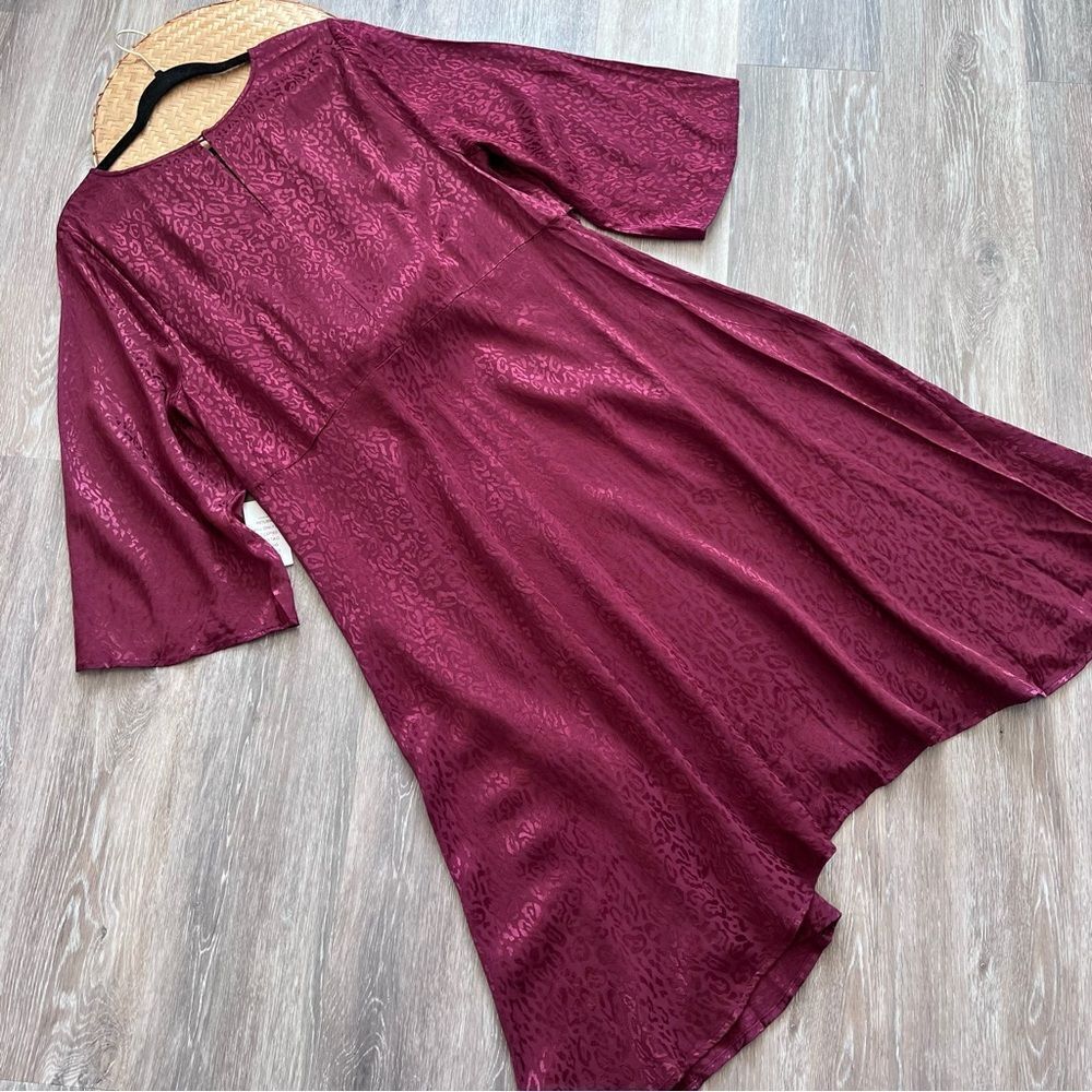 Nwt eloquii maroon leopard tie front dress‎ midi length - Picture 5 of 7